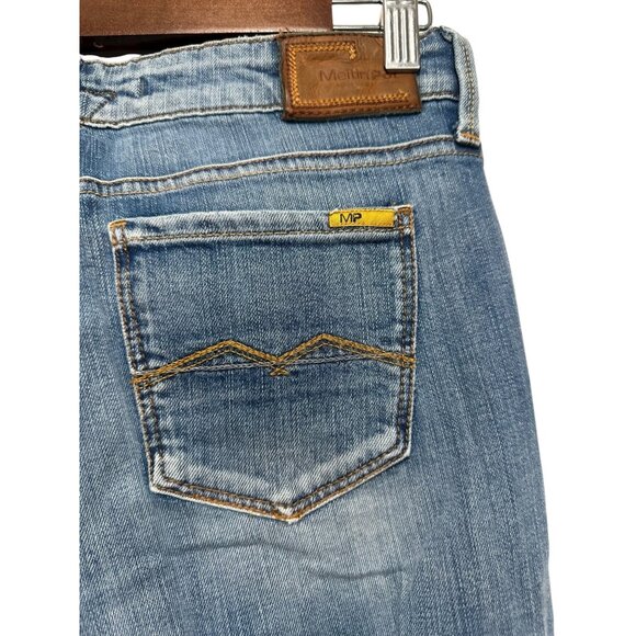 Meltin Pot Roksana Wide Leg Tailored Jeans Women 28 Blue Low Rise Y2K Bell Flare - Picture 5 of 16